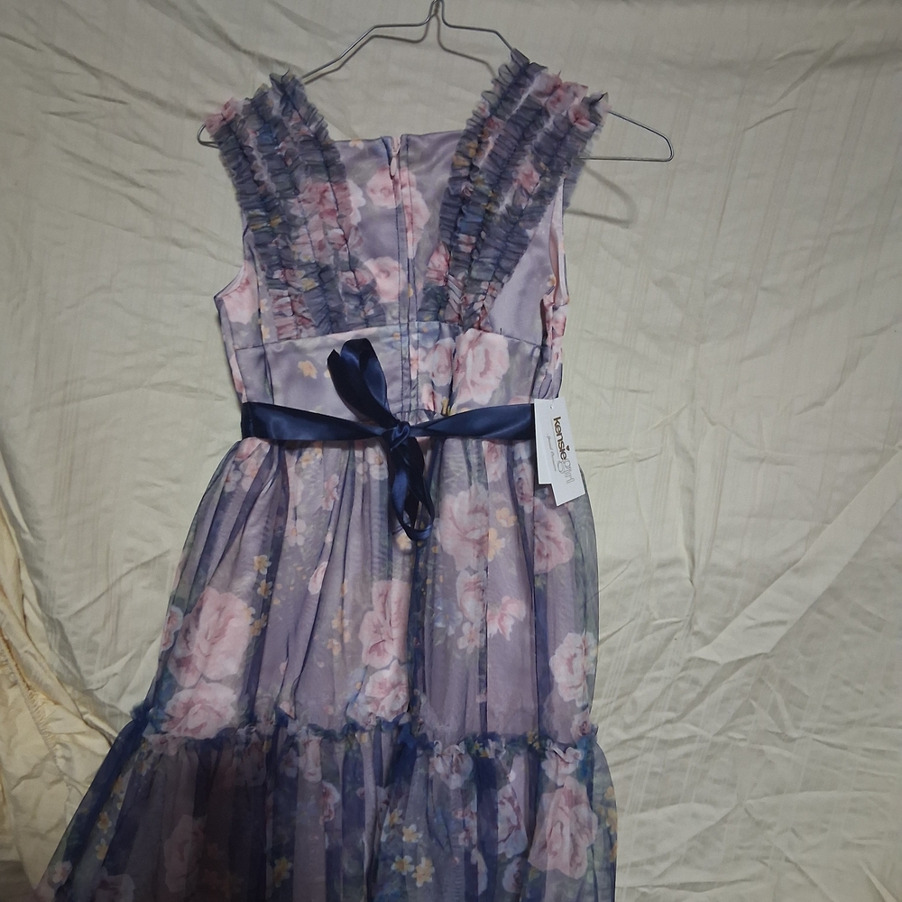 Kensie Girl Floral Ruffle Dress - Purple and Pink - Picture 2 of 4